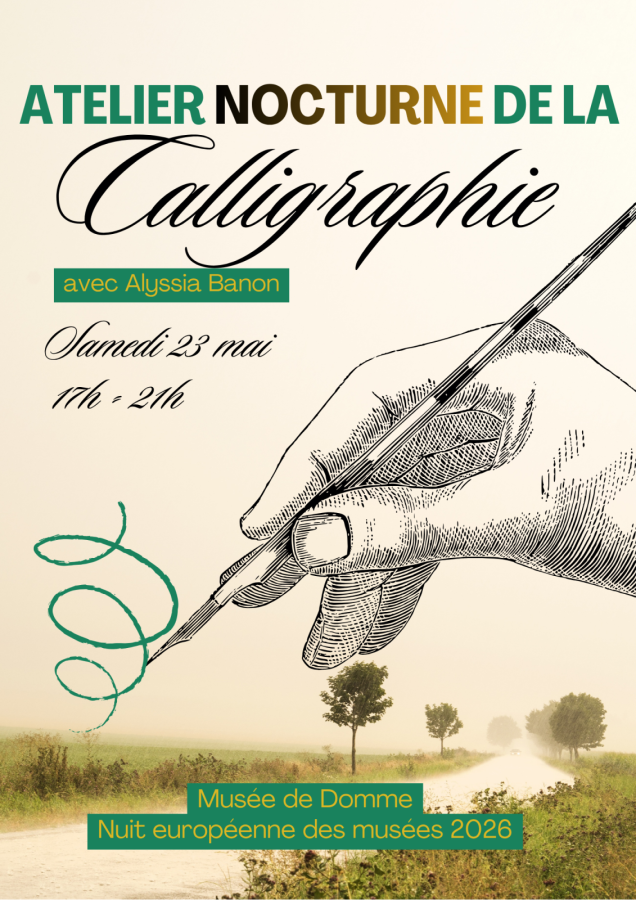 Calligraphy Workshop Poster in Lemon Yellow Teal Vintage Illustrated Style – 1